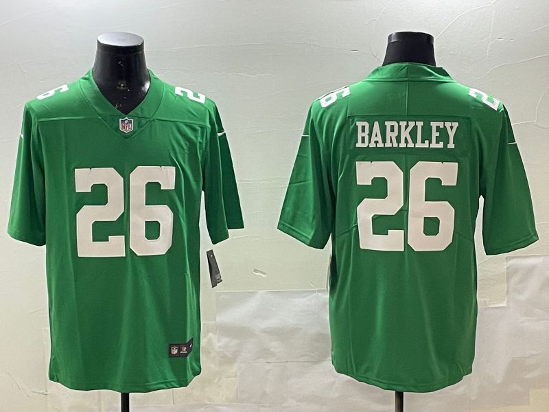 Men Philadelphia Eagles #26 Barkley Green Throwback 2025 Nike Vapor Limited NFL Jersey style 1